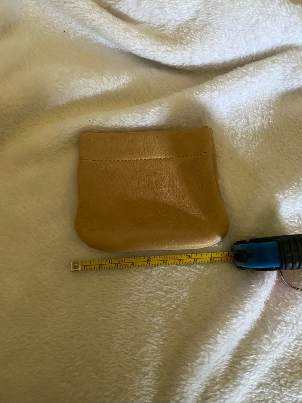 Genuine Deer Skin Tan Leather Coin Wallet